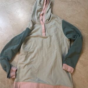 Lands End Serious Sweats Pastel Color Block Hoodie Sweatshirt Size XL 18